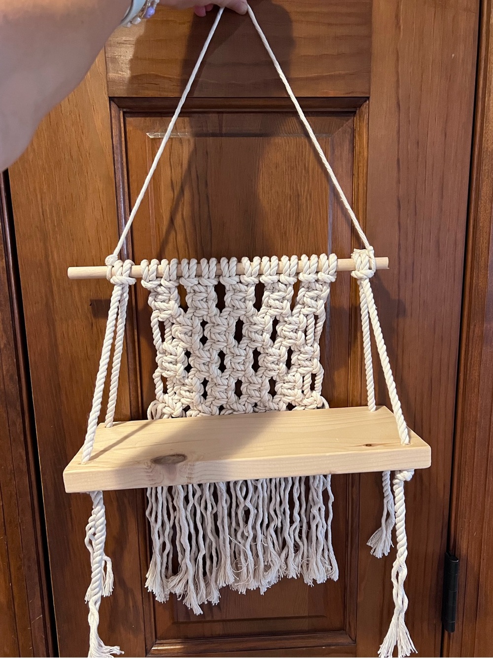 Macrame hanging wall shelf